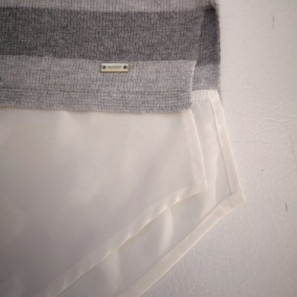 Tommy Hilfiger Ladies Size Medium Light & Dark Grey Striped Fooler Sweater - Picture 5 of 10